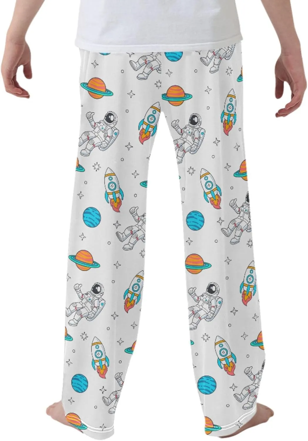 Pigsaly Boys' Pants Cartoon Space Rockets Planet Long Bottoms Stars Astronaut Jogger Pants Elastic Waist Trousers Pockets S