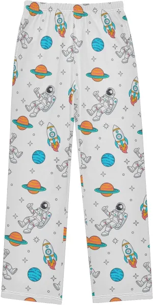 Pigsaly Boys' Pants Cartoon Space Rockets Planet Long Bottoms Stars Astronaut Jogger Pants Elastic Waist Trousers Pockets S
