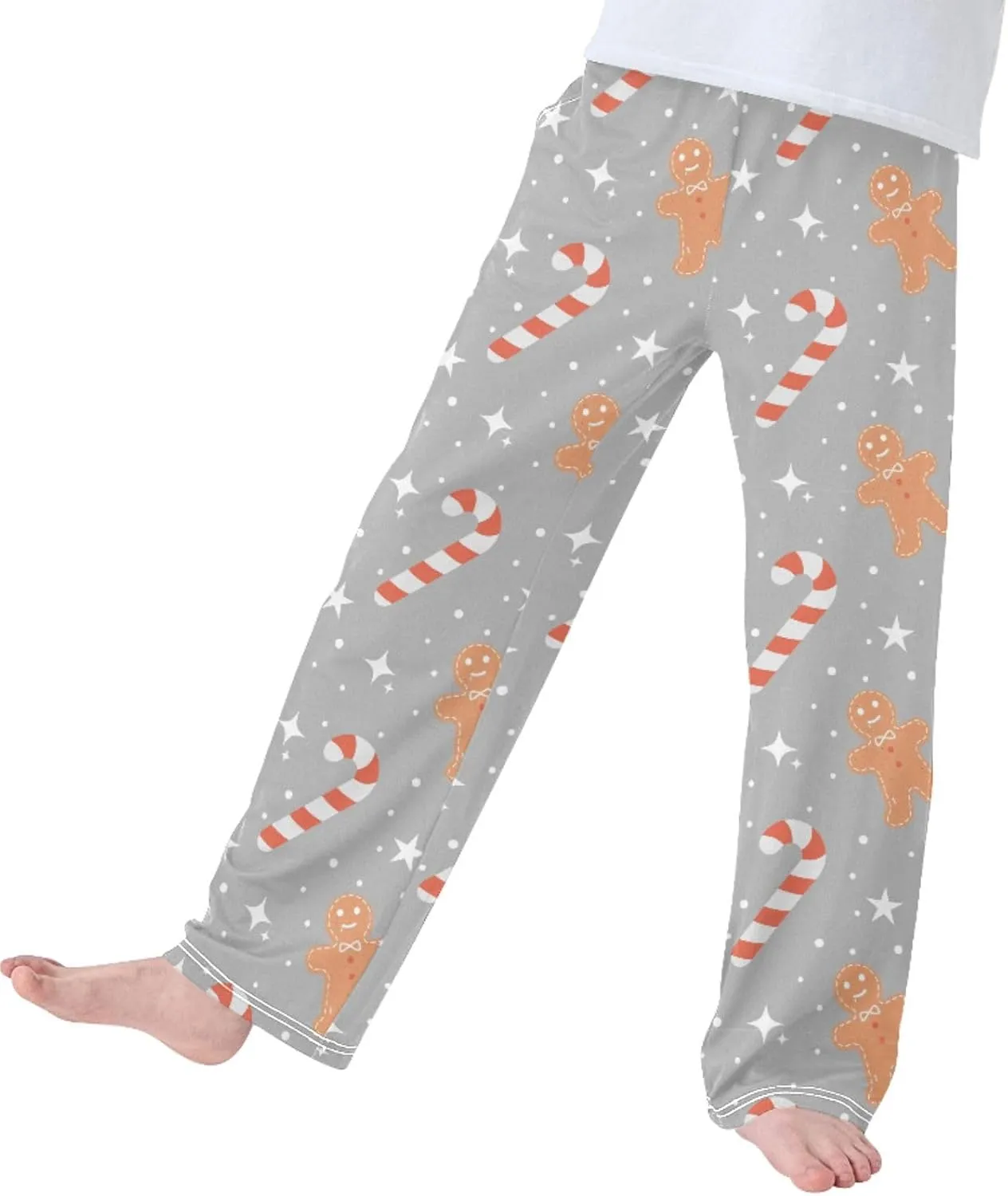 Pigsaly Boys' Pants Christmas Candy Cane Snowflakes Long Bottoms Stars Gingerbread Jogger Pants Elastic Waist Trousers S