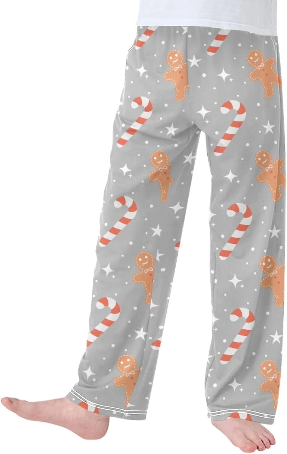 Pigsaly Boys' Pants Christmas Candy Cane Snowflakes Long Bottoms Stars Gingerbread Jogger Pants Elastic Waist Trousers S