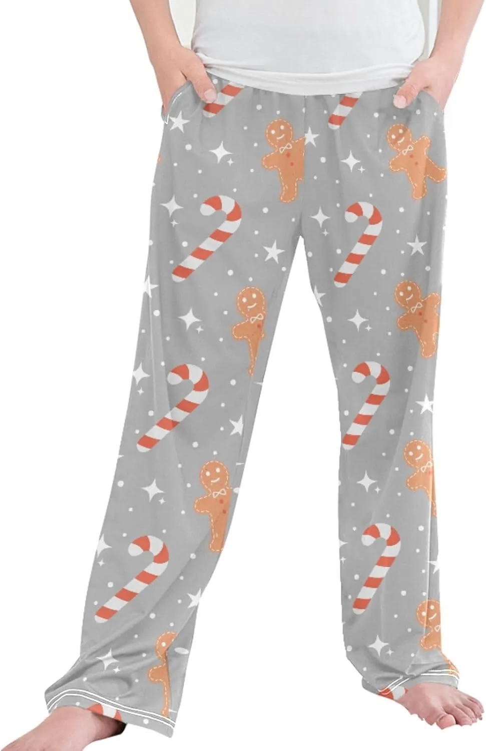 Pigsaly Boys' Pants Christmas Candy Cane Snowflakes Long Bottoms Stars Gingerbread Jogger Pants Elastic Waist Trousers S