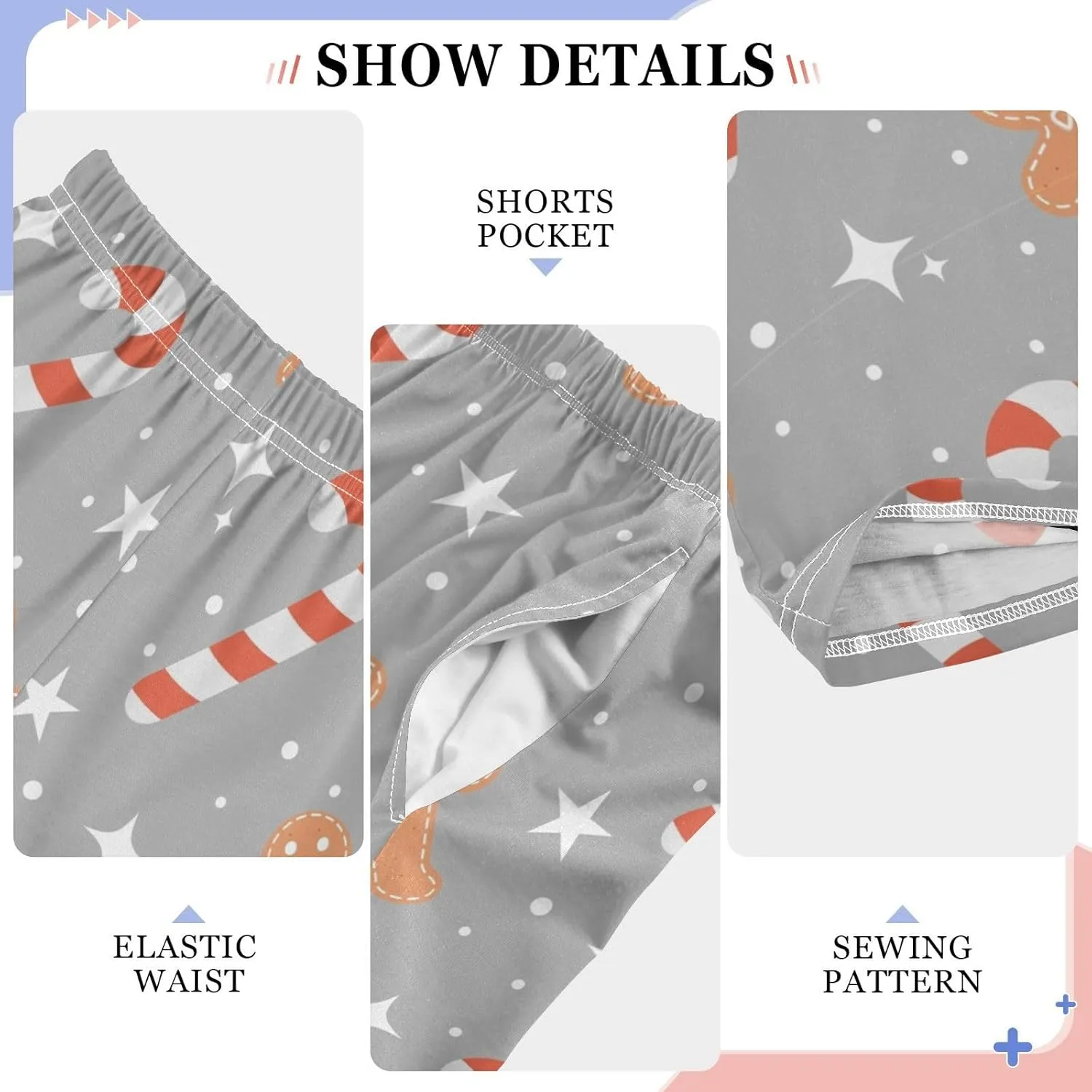 Pigsaly Boys' Pants Christmas Candy Cane Snowflakes Long Bottoms Stars Gingerbread Jogger Pants Elastic Waist Trousers S
