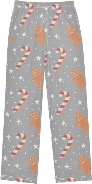 Pigsaly Boys' Pants Christmas Candy Cane Snowflakes Long Bottoms Stars Gingerbread Jogger Pants Elastic Waist Trousers S