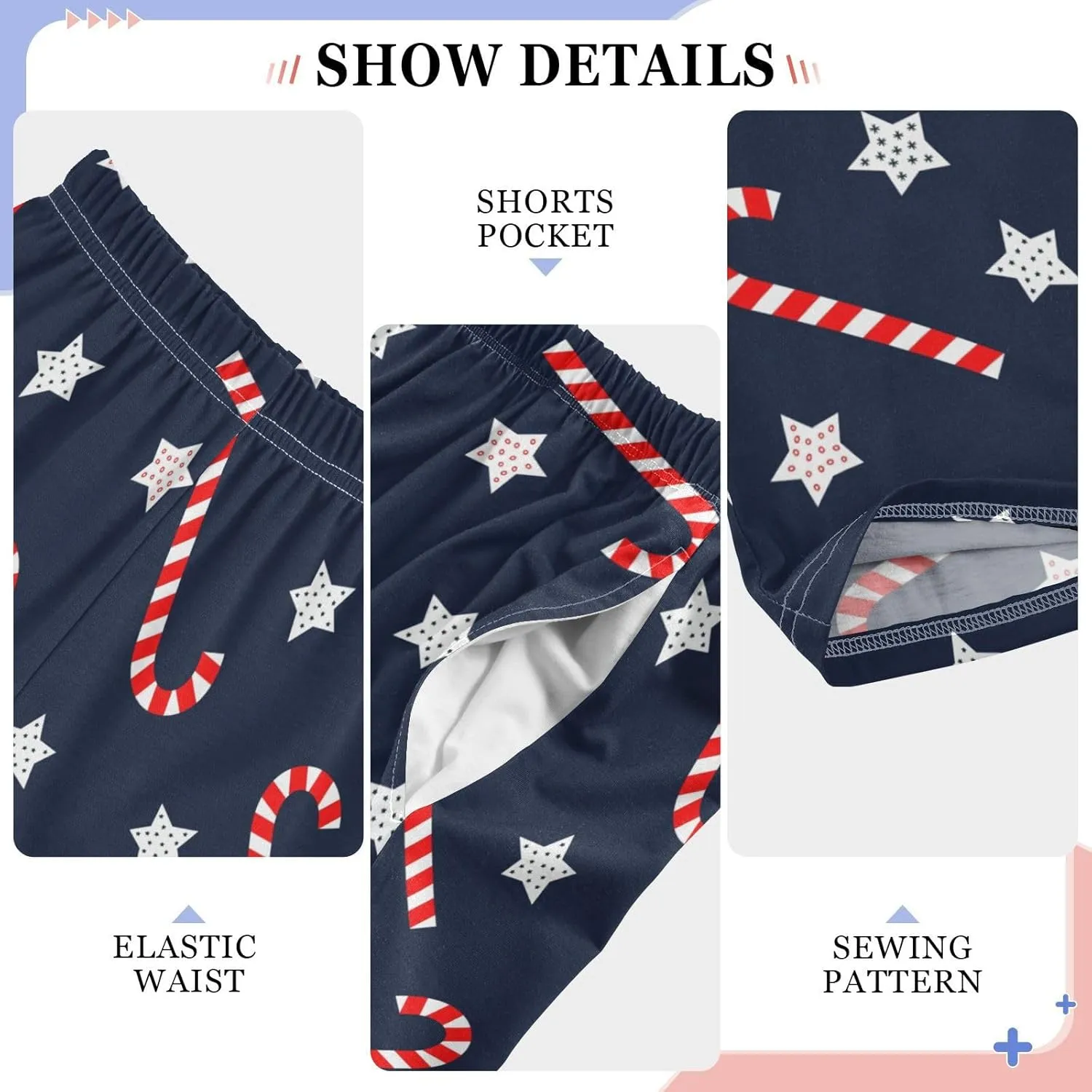 Pigsaly Boys' Pants Christmas Candy Canes Long Bottoms Xmas Stars Jogger Pants Elastic Waist Trousers With Pockets S