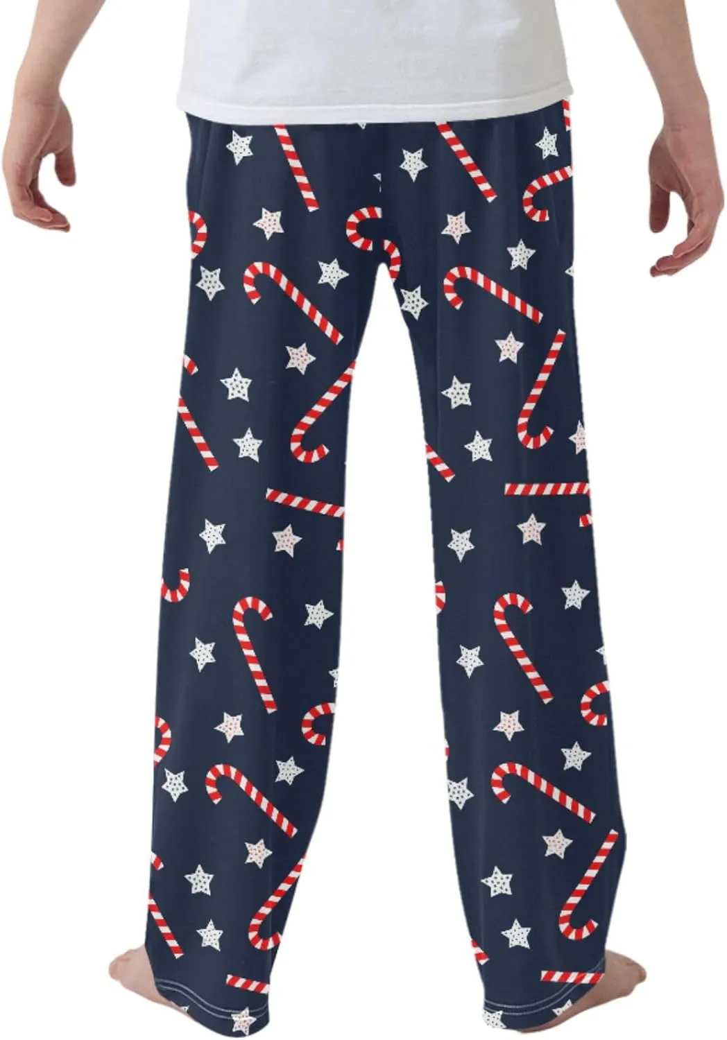 Pigsaly Boys' Pants Christmas Candy Canes Long Bottoms Xmas Stars Jogger Pants Elastic Waist Trousers With Pockets S