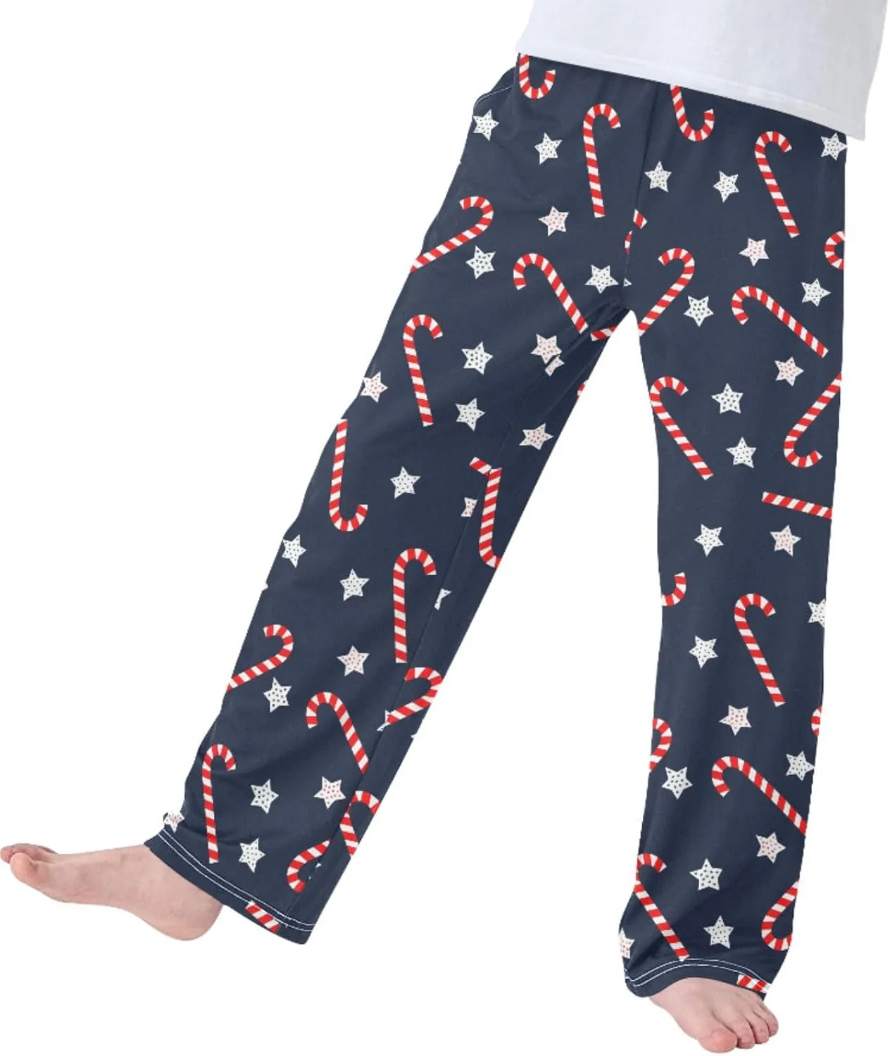 Pigsaly Boys' Pants Christmas Candy Canes Long Bottoms Xmas Stars Jogger Pants Elastic Waist Trousers With Pockets S