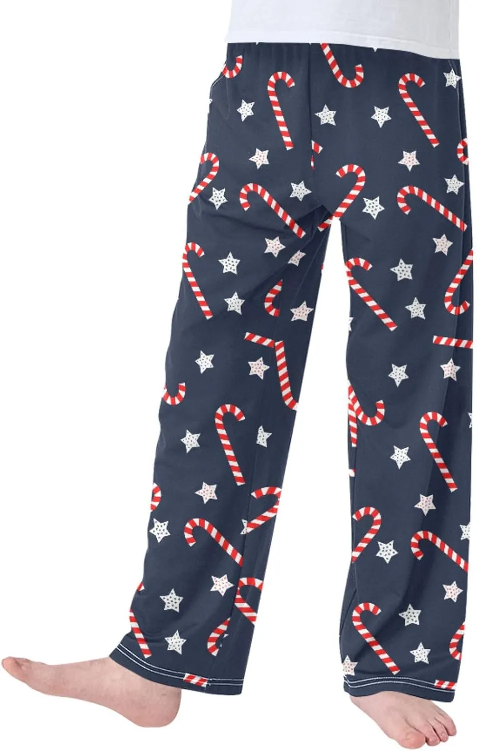 Pigsaly Boys' Pants Christmas Candy Canes Long Bottoms Xmas Stars Jogger Pants Elastic Waist Trousers With Pockets S