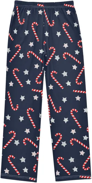Pigsaly Boys' Pants Christmas Candy Canes Long Bottoms Xmas Stars Jogger Pants Elastic Waist Trousers With Pockets S