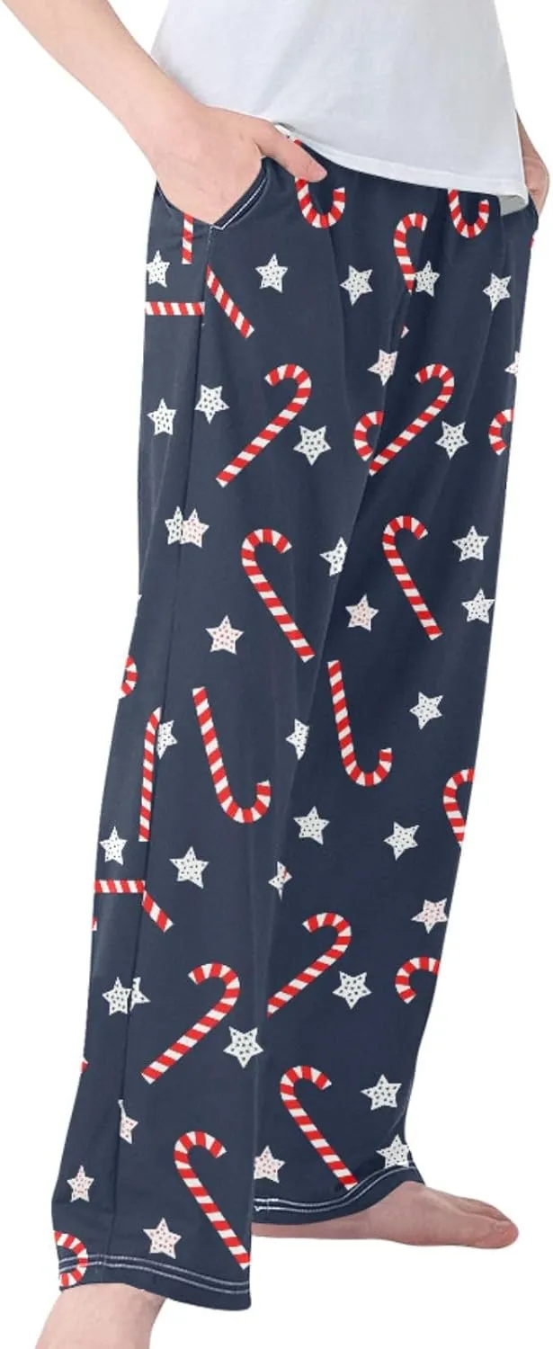Pigsaly Boys' Pants Christmas Candy Canes Long Bottoms Xmas Stars Jogger Pants Elastic Waist Trousers With Pockets S