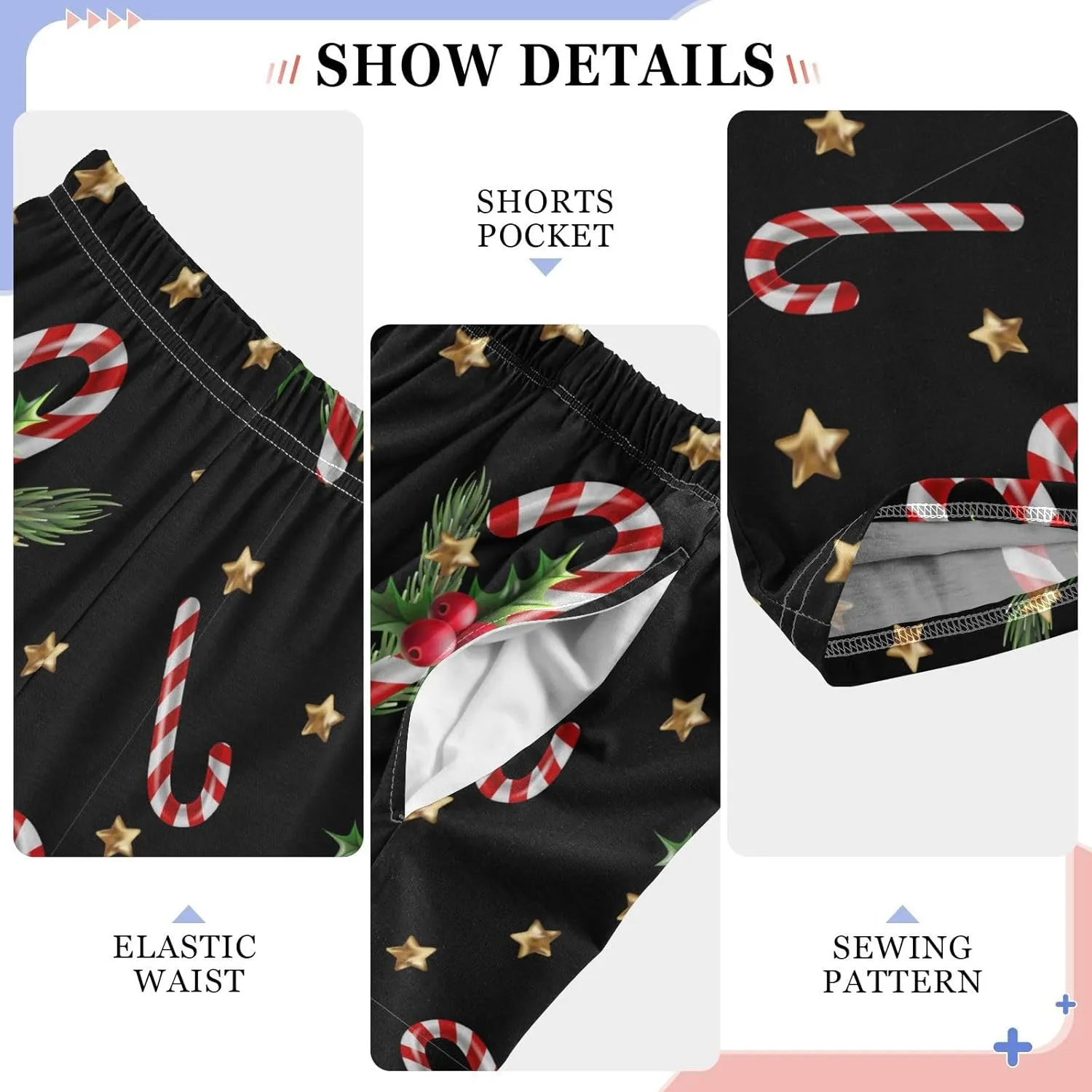 Pigsaly Boys' Pants Christmas Candy Holly Berry Long Bottoms Gold Stars Jogger Pants Elastic Waist Trousers With Pockets S
