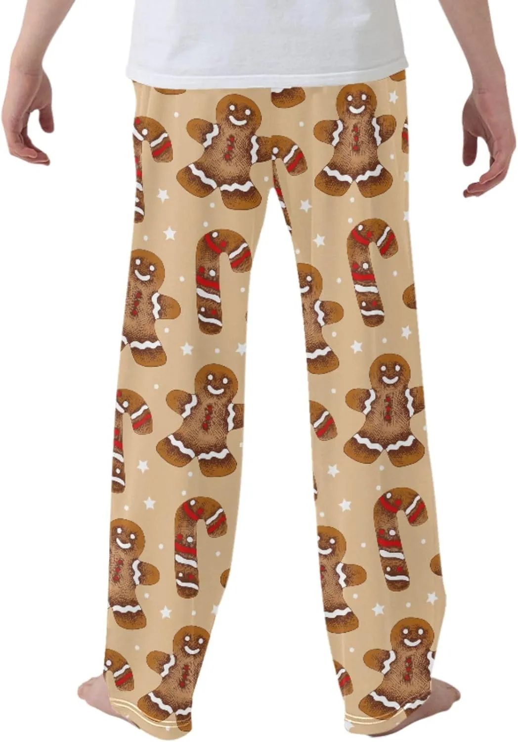 Pigsaly Boys' Pants Christmas Cookies Candy Cane Long Bottoms Glazed Gingerbread Star Jogger Pants Elastic Waist Trousers S