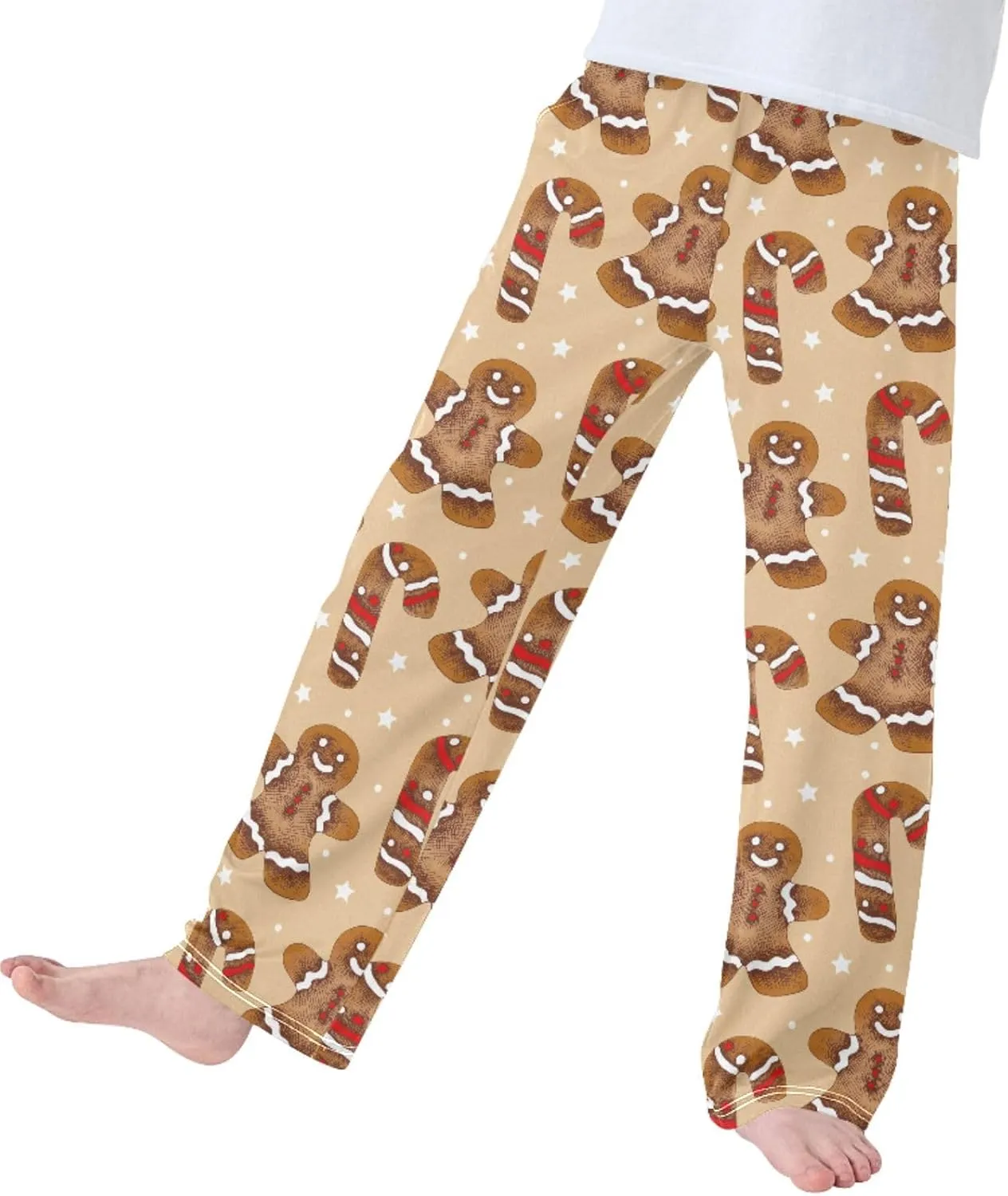 Pigsaly Boys' Pants Christmas Cookies Candy Cane Long Bottoms Glazed Gingerbread Star Jogger Pants Elastic Waist Trousers S
