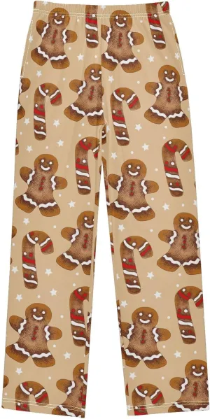 Pigsaly Boys' Pants Christmas Cookies Candy Cane Long Bottoms Glazed Gingerbread Star Jogger Pants Elastic Waist Trousers S