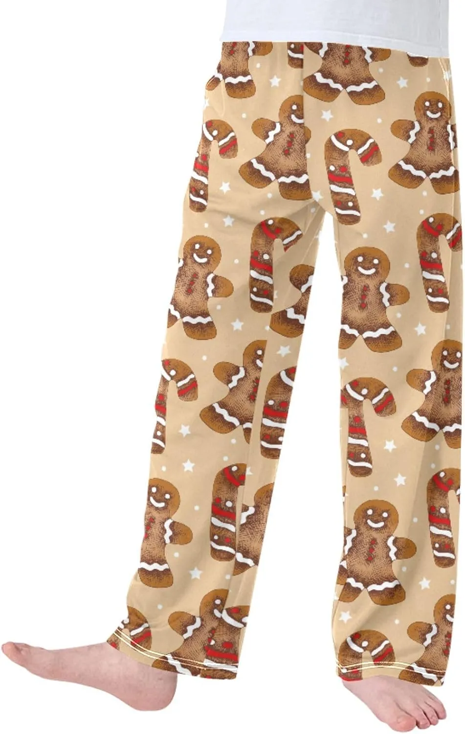 Pigsaly Boys' Pants Christmas Cookies Candy Cane Long Bottoms Glazed Gingerbread Star Jogger Pants Elastic Waist Trousers S