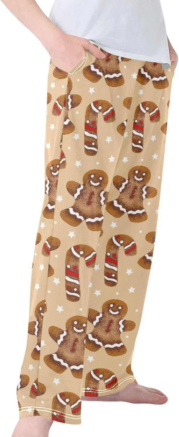 Pigsaly Boys' Pants Christmas Cookies Candy Cane Long Bottoms Glazed Gingerbread Star Jogger Pants Elastic Waist Trousers S