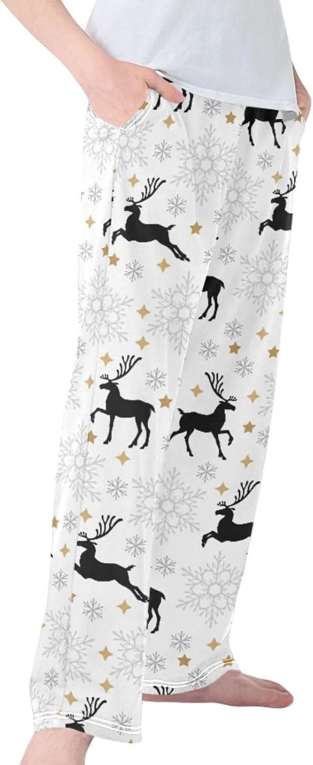 Pigsaly Boys' Pants Christmas Deer Snowflakes Long Bottoms Gold Star Jogger Pants Elastic Waist Trousers With Pockets S