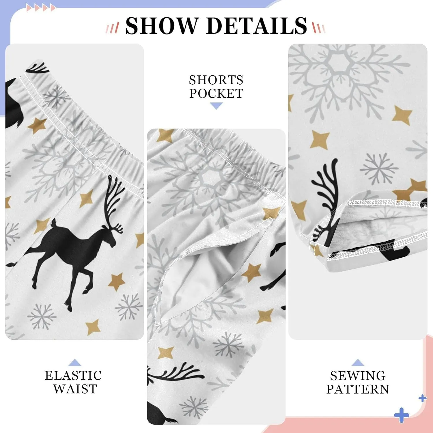 Pigsaly Boys' Pants Christmas Deer Snowflakes Long Bottoms Gold Star Jogger Pants Elastic Waist Trousers With Pockets S