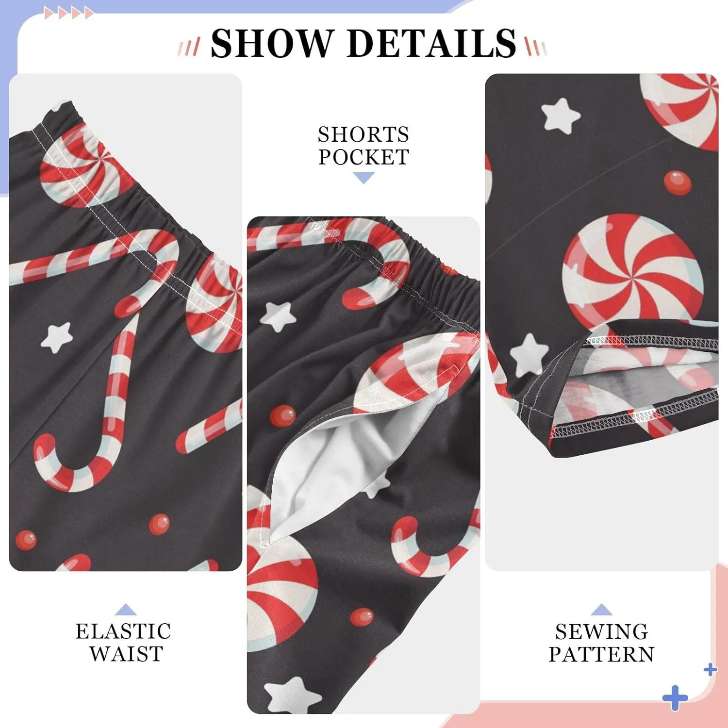 Pigsaly Boys' Pants Christmas Festive Lollipop Cane Long Bottoms Lollipops Stars Jogger Pants Elastic Waist Trousers S