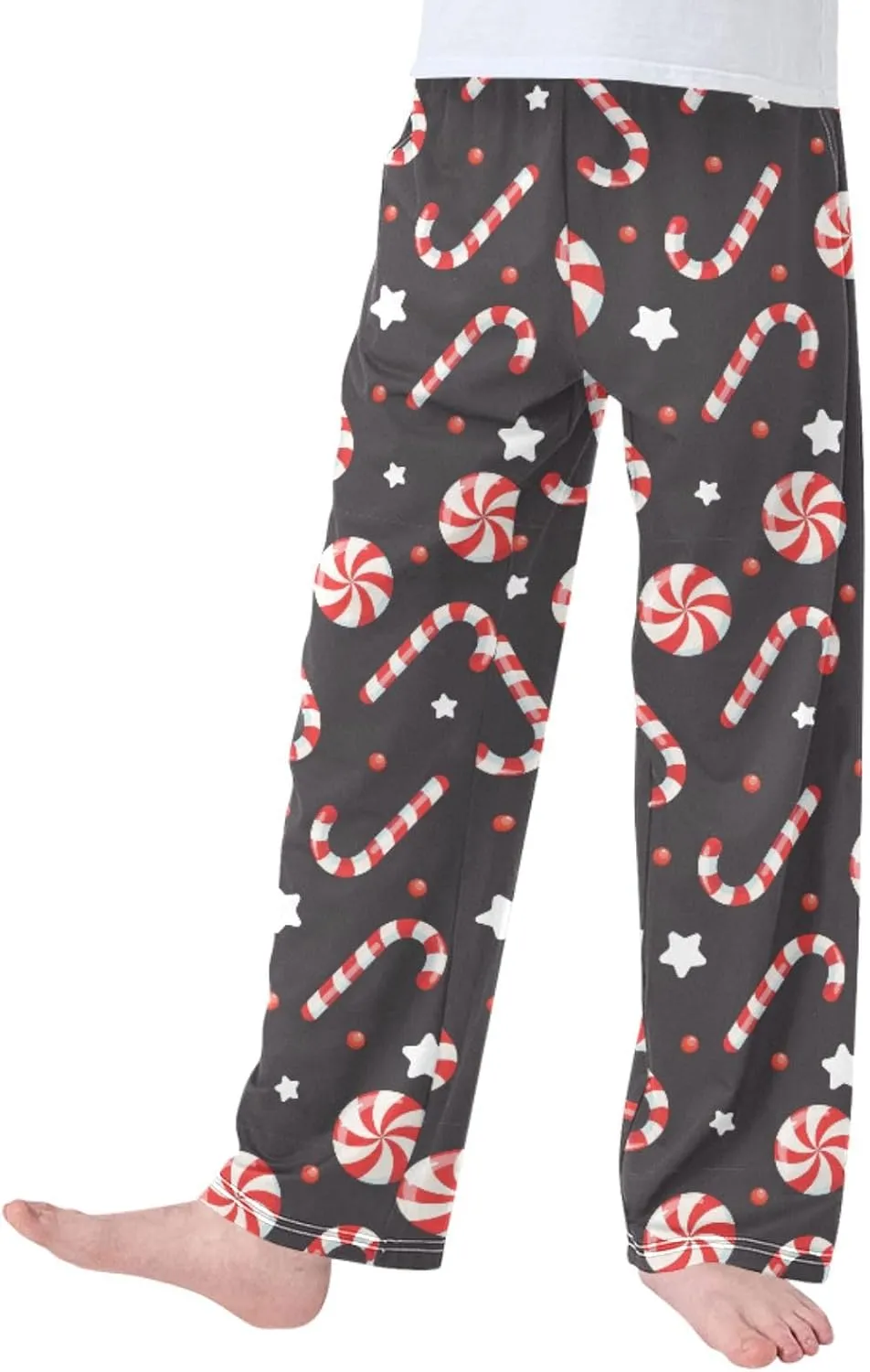 Pigsaly Boys' Pants Christmas Festive Lollipop Cane Long Bottoms Lollipops Stars Jogger Pants Elastic Waist Trousers S