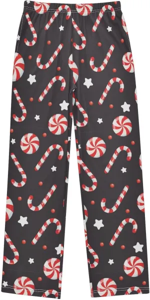 Pigsaly Boys' Pants Christmas Festive Lollipop Cane Long Bottoms Lollipops Stars Jogger Pants Elastic Waist Trousers S