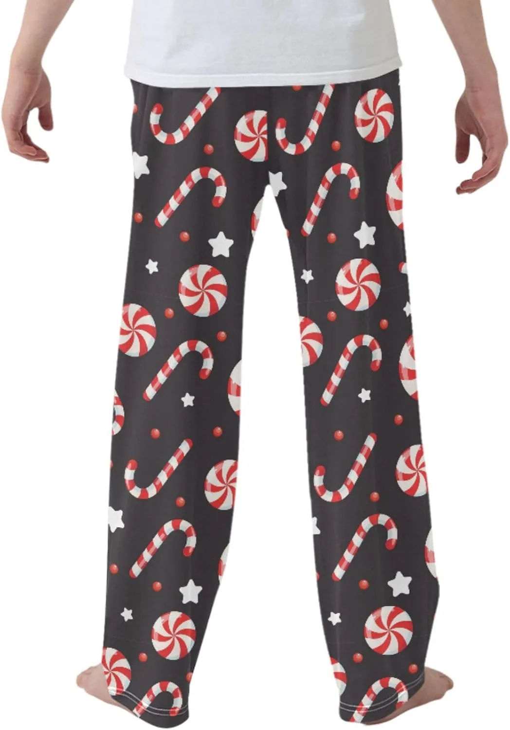 Pigsaly Boys' Pants Christmas Festive Lollipop Cane Long Bottoms Lollipops Stars Jogger Pants Elastic Waist Trousers S