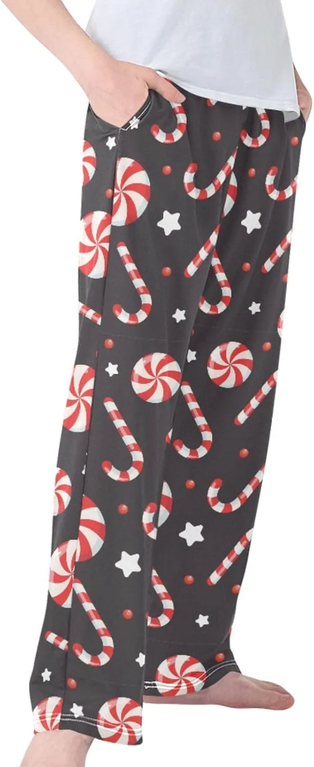 Pigsaly Boys' Pants Christmas Festive Lollipop Cane Long Bottoms Lollipops Stars Jogger Pants Elastic Waist Trousers S