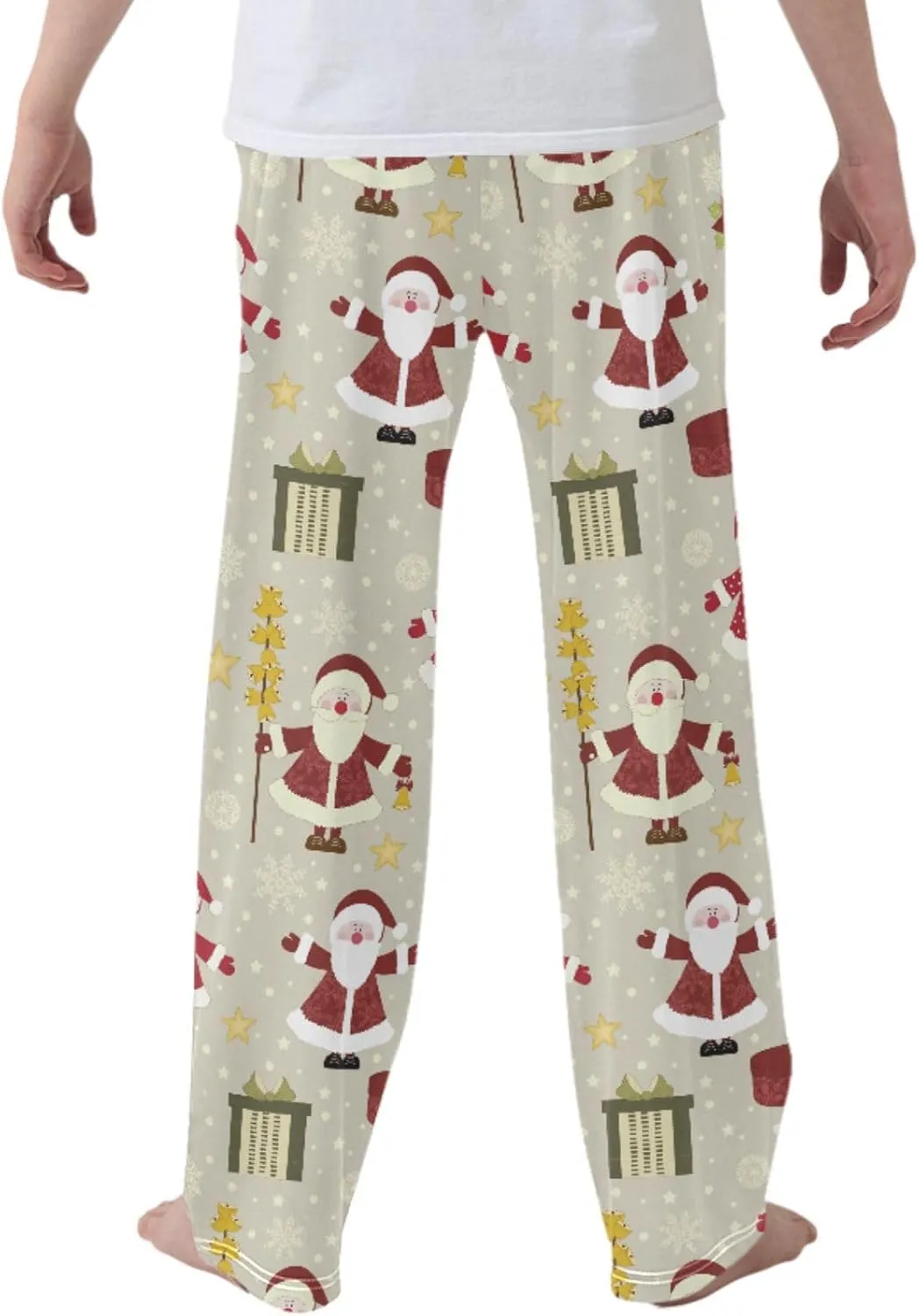 Pigsaly Boys' Pants Christmas Santa Claus Long Bottoms Winter Snowflake Star Jogger Pants Elastic Waist Trousers Pockets S