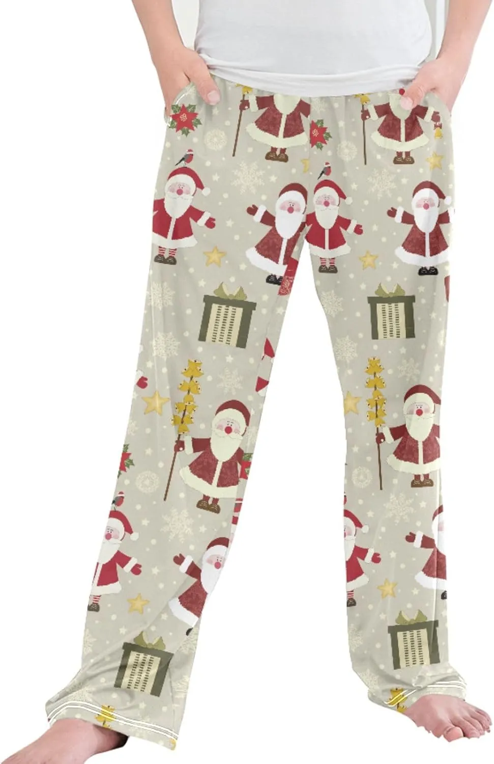 Pigsaly Boys' Pants Christmas Santa Claus Long Bottoms Winter Snowflake Star Jogger Pants Elastic Waist Trousers Pockets S
