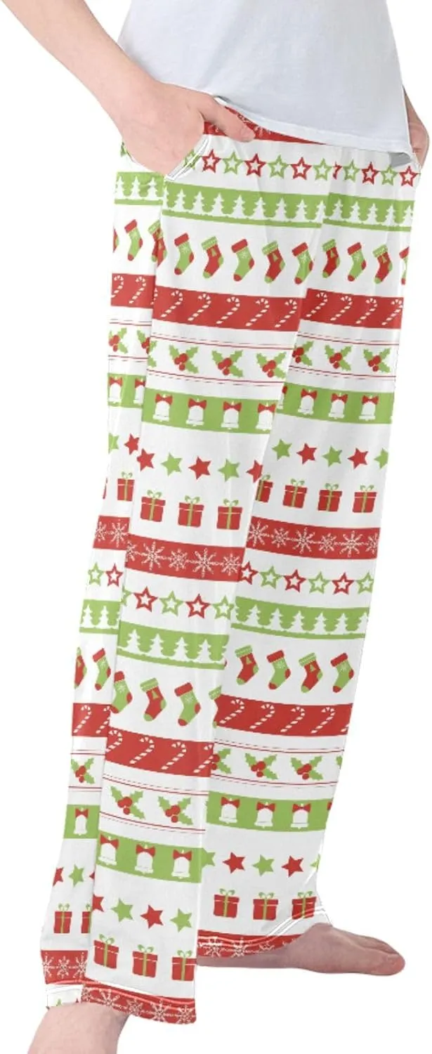 Pigsaly Boys' Pants Christmas Sock Snowflake Long Bottoms Star Candy Cane Jogger Pants Elastic Waist Trousers With Pockets S