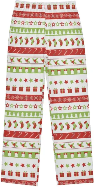 Pigsaly Boys' Pants Christmas Sock Snowflake Long Bottoms Star Candy Cane Jogger Pants Elastic Waist Trousers With Pockets S