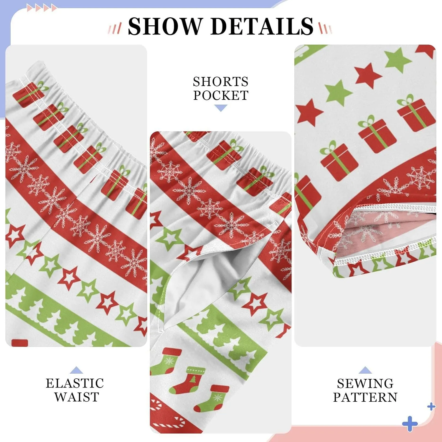 Pigsaly Boys' Pants Christmas Sock Snowflake Long Bottoms Star Candy Cane Jogger Pants Elastic Waist Trousers With Pockets S