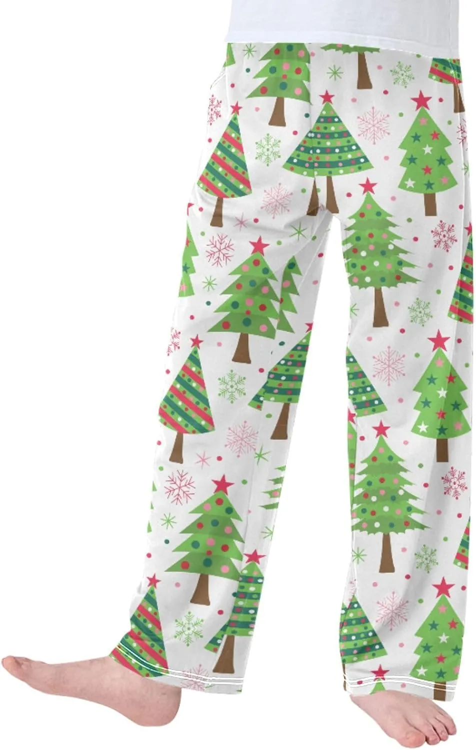 Pigsaly Boys' Pants Christmas Trees Snowflakes Long Bottoms Green Red Stars Jogger Pants Elastic Waist Trousers S