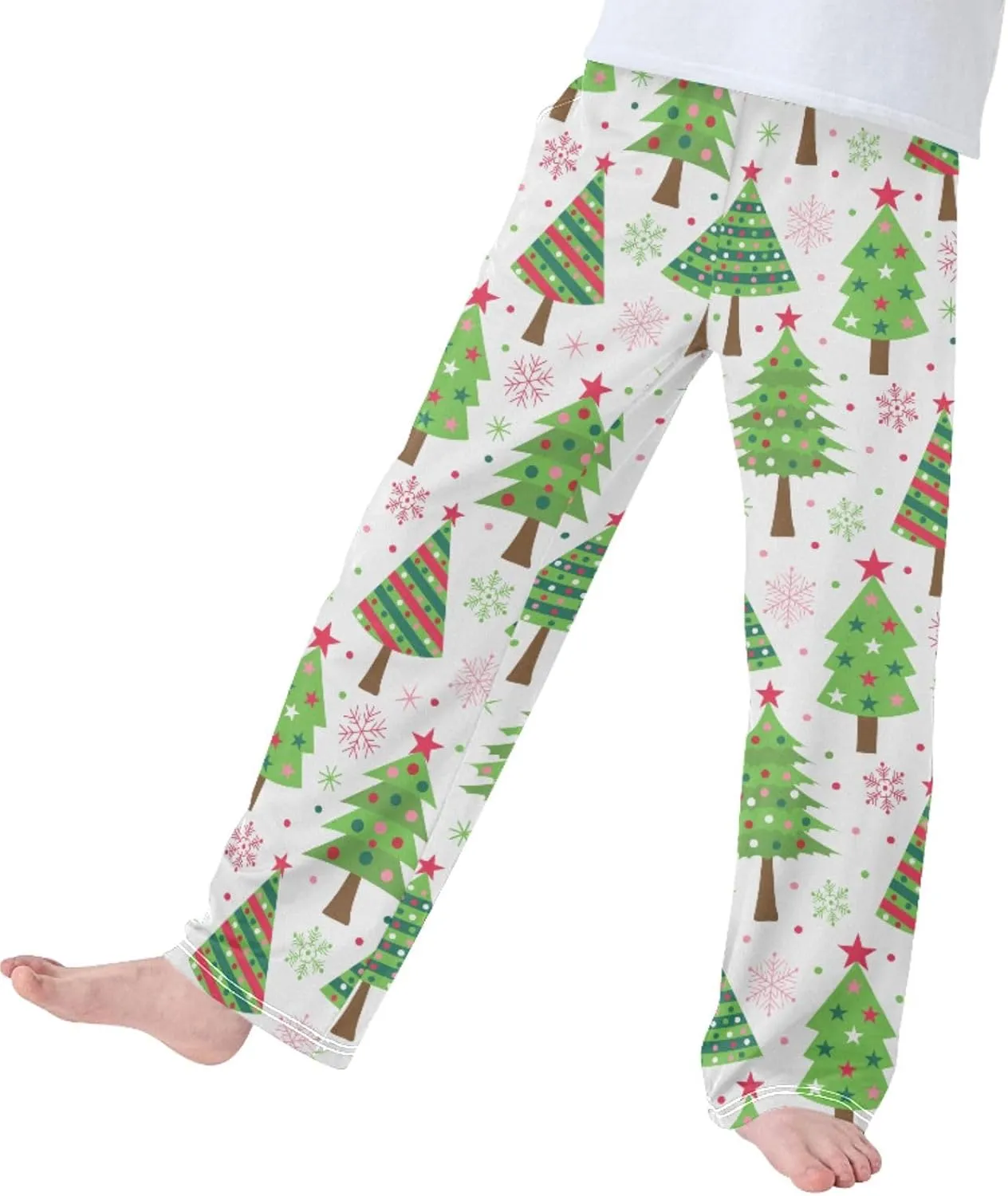 Pigsaly Boys' Pants Christmas Trees Snowflakes Long Bottoms Green Red Stars Jogger Pants Elastic Waist Trousers S