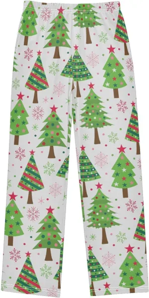 Pigsaly Boys' Pants Christmas Trees Snowflakes Long Bottoms Green Red Stars Jogger Pants Elastic Waist Trousers S