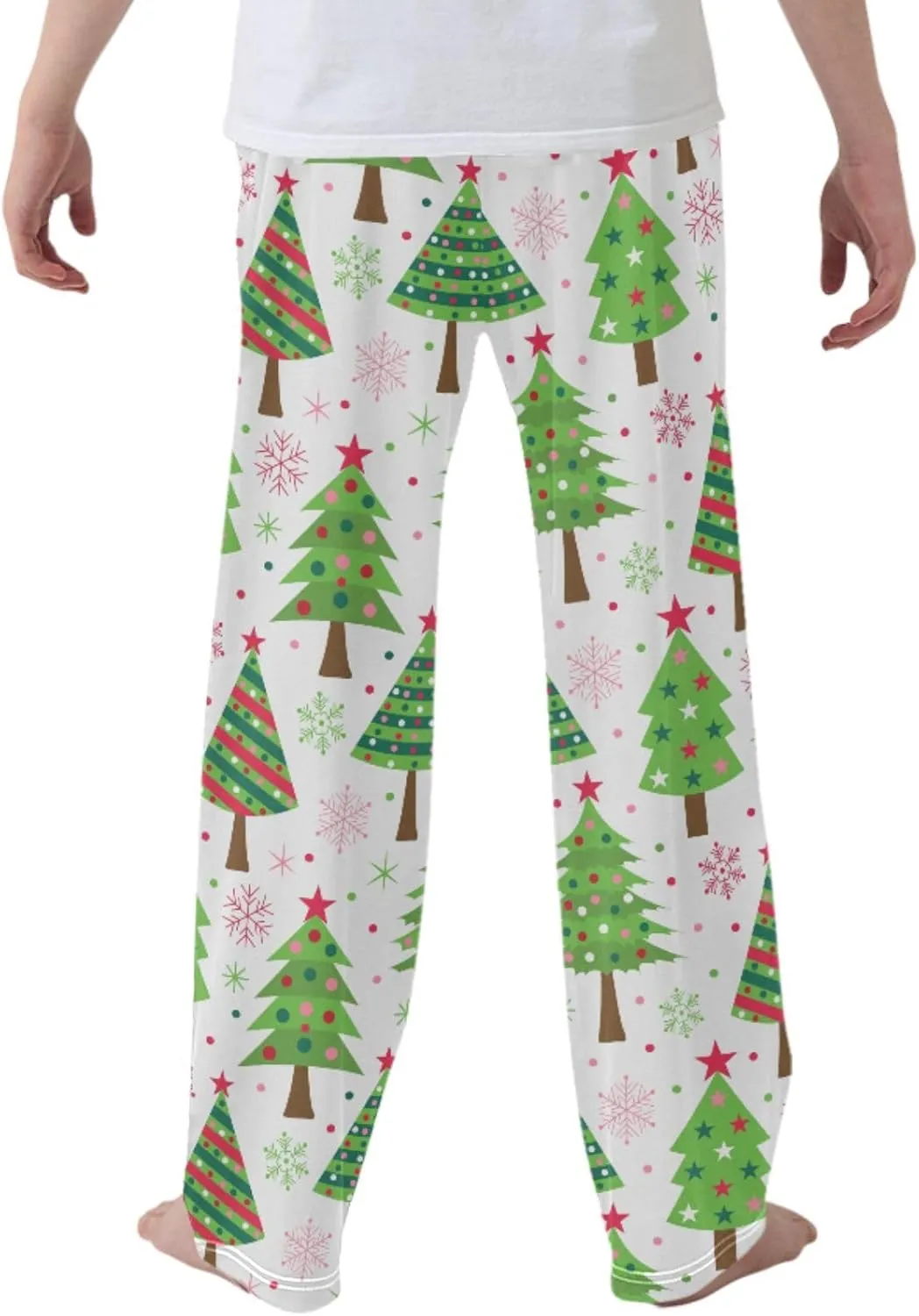 Pigsaly Boys' Pants Christmas Trees Snowflakes Long Bottoms Green Red Stars Jogger Pants Elastic Waist Trousers S