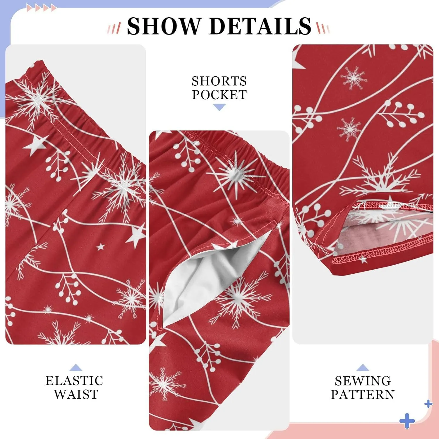 Pigsaly Boys' Pants Christmas White Glitter Snowflakes Long Bottoms Star Jogger Pants Elastic Waist Trousers With Pockets S