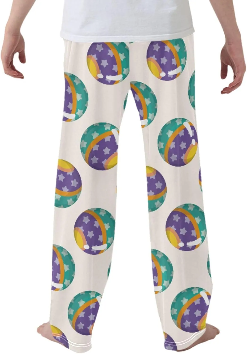 Pigsaly Boys' Pants Circus Ball Long Bottoms Cold Purple Green Star Jogger Pants Elastic Waist Trousers With Pockets S