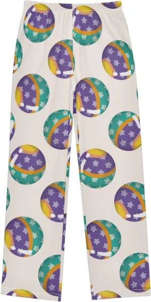 Pigsaly Boys' Pants Circus Ball Long Bottoms Cold Purple Green Star Jogger Pants Elastic Waist Trousers With Pockets S