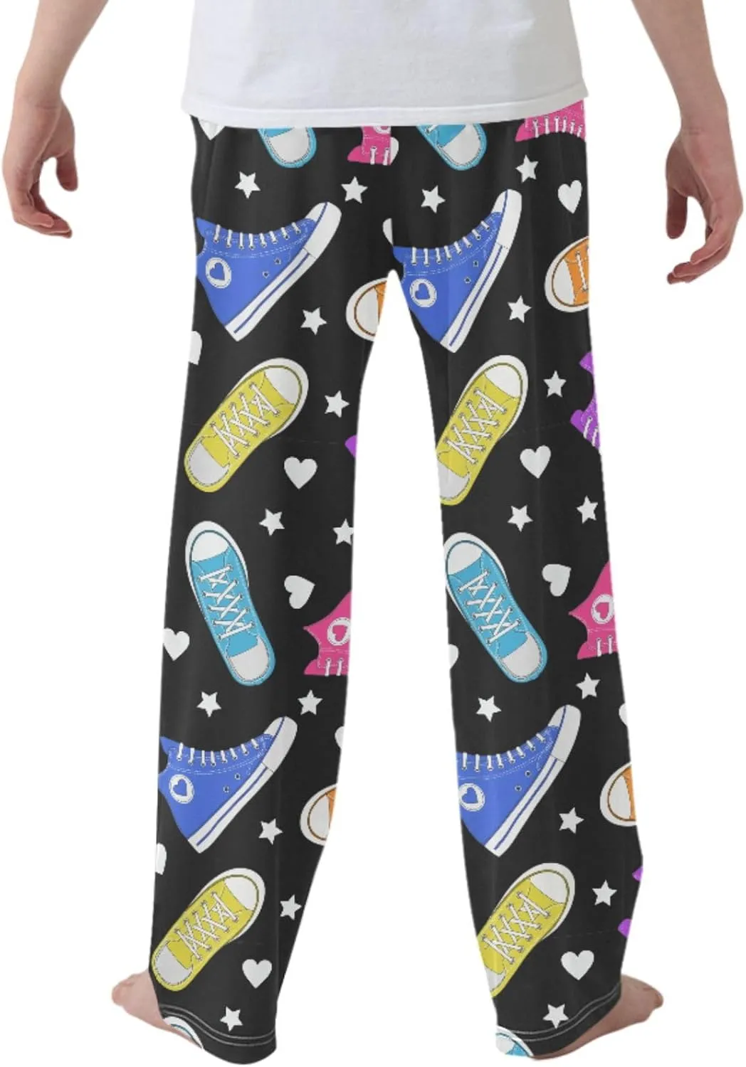 Pigsaly Boys' Pants Color Sneakers Star Heart Long Bottoms Blue Red Yellow Shoe Jogger Pants Elastic Waist Trousers S