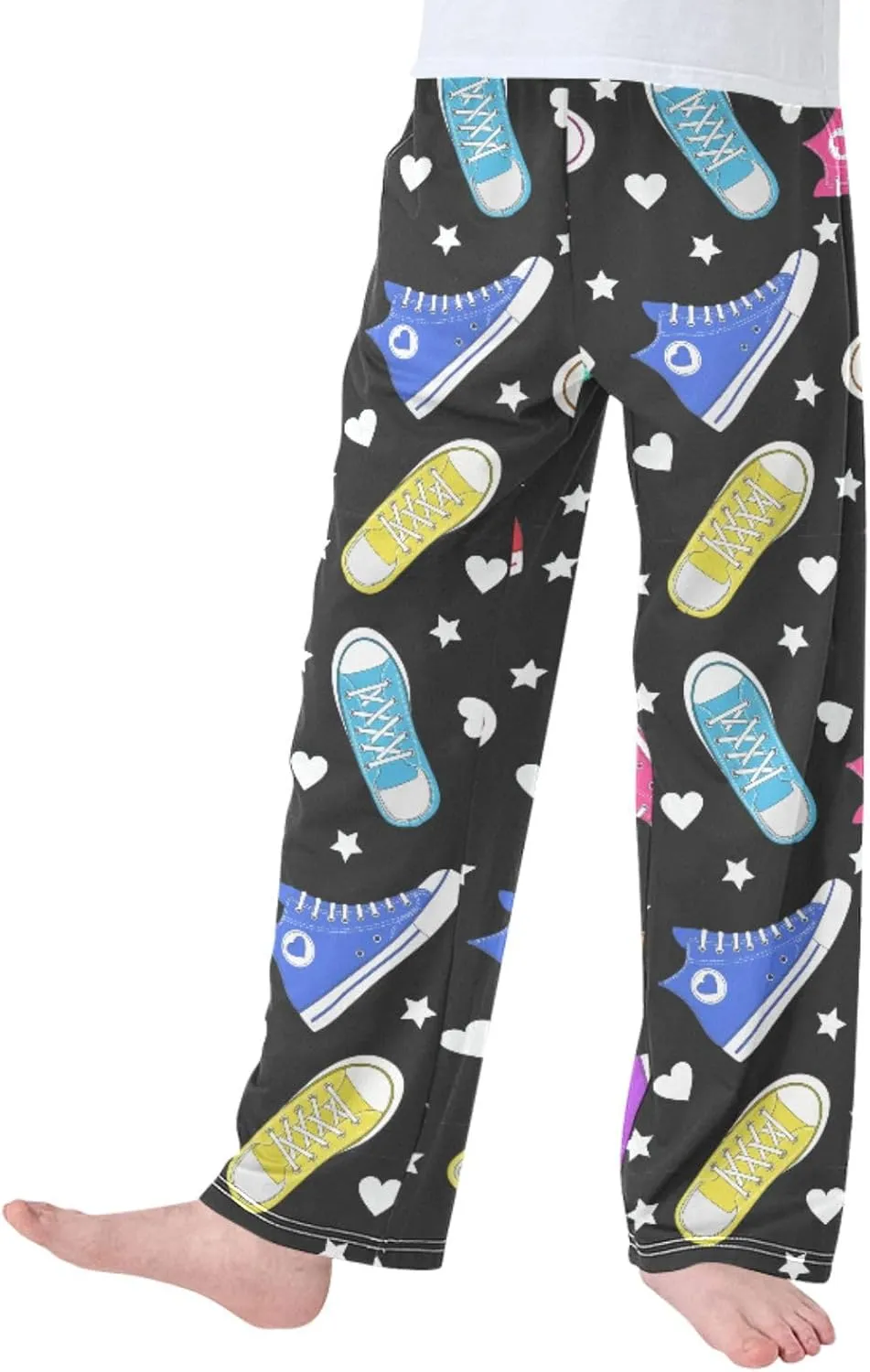 Pigsaly Boys' Pants Color Sneakers Star Heart Long Bottoms Blue Red Yellow Shoe Jogger Pants Elastic Waist Trousers S