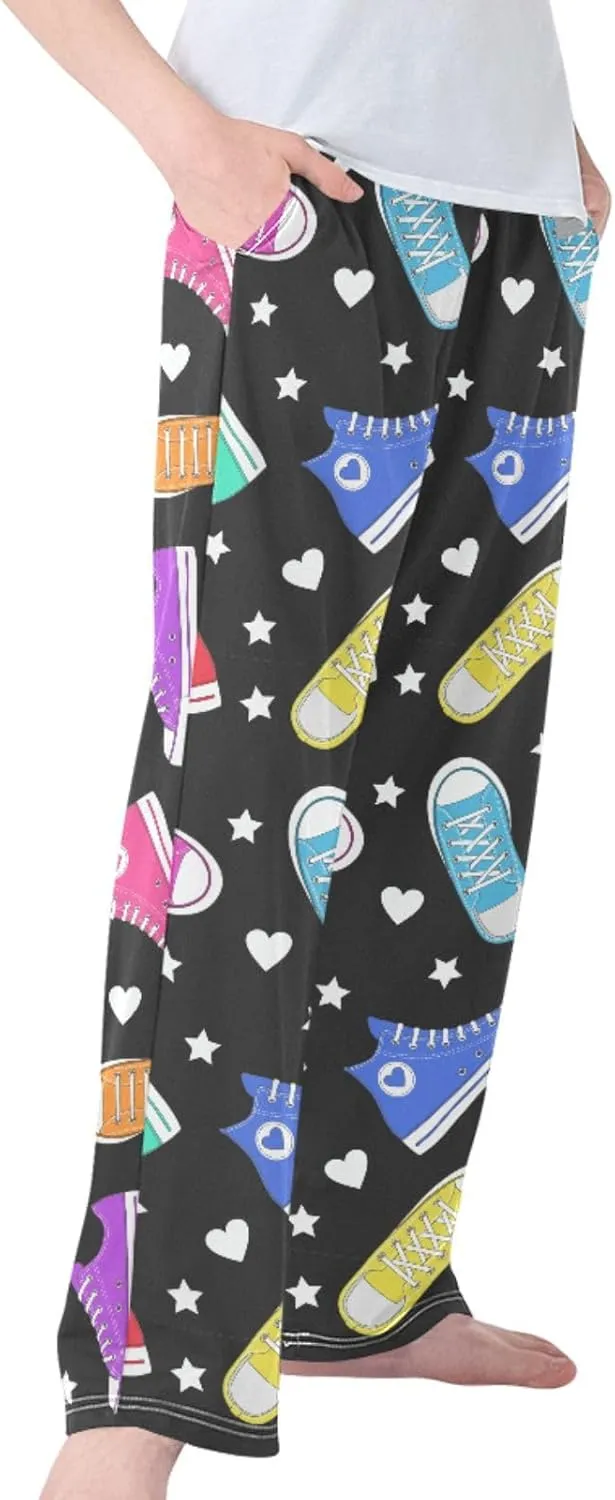 Pigsaly Boys' Pants Color Sneakers Star Heart Long Bottoms Blue Red Yellow Shoe Jogger Pants Elastic Waist Trousers S