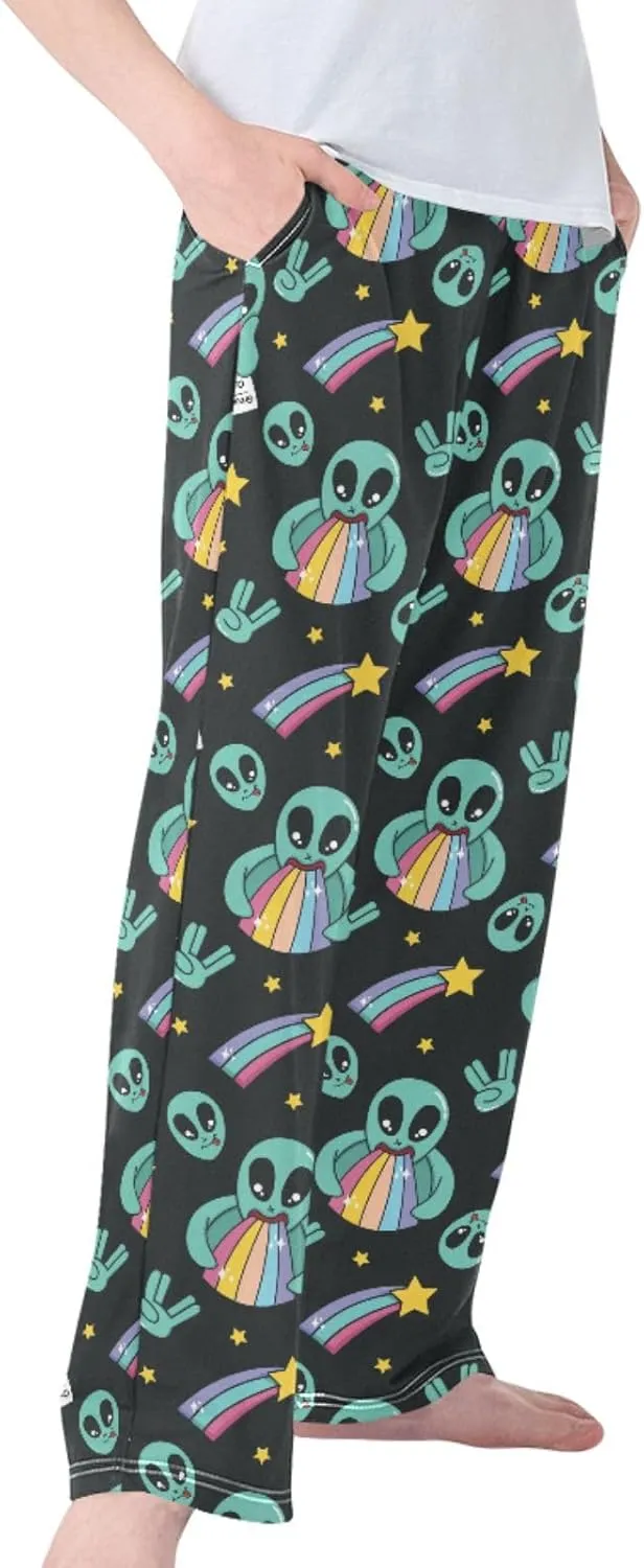 Pigsaly Boys' Pants Colorful Cute Alien Long Bottoms Rainbow Stars Jogger Pants Elastic Waist Trousers with Pockets S