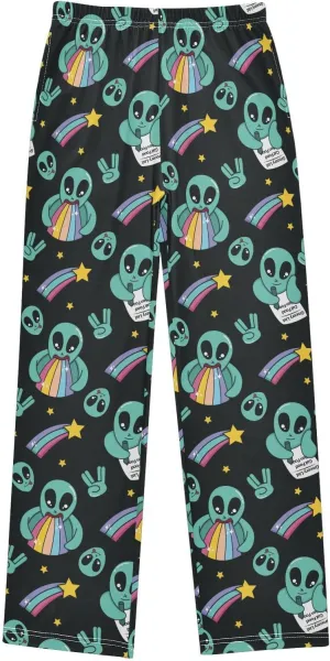 Pigsaly Boys' Pants Colorful Cute Alien Long Bottoms Rainbow Stars Jogger Pants Elastic Waist Trousers with Pockets S