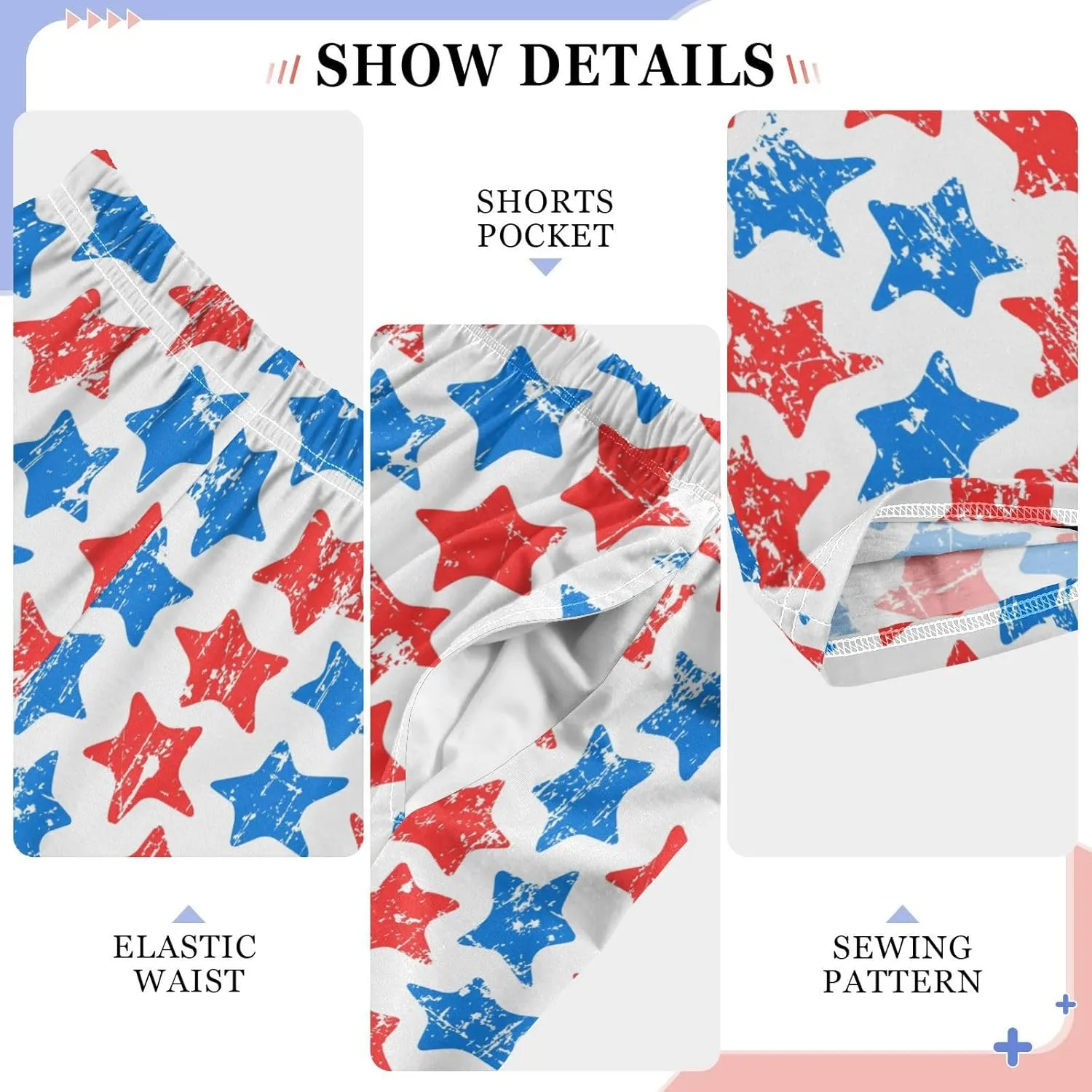 Pigsaly Boys' Pants Colorful Grunge Stars Strip Long Bottoms Usa Flag Independence Day Jogger Pants Elastic Waist Trousers S