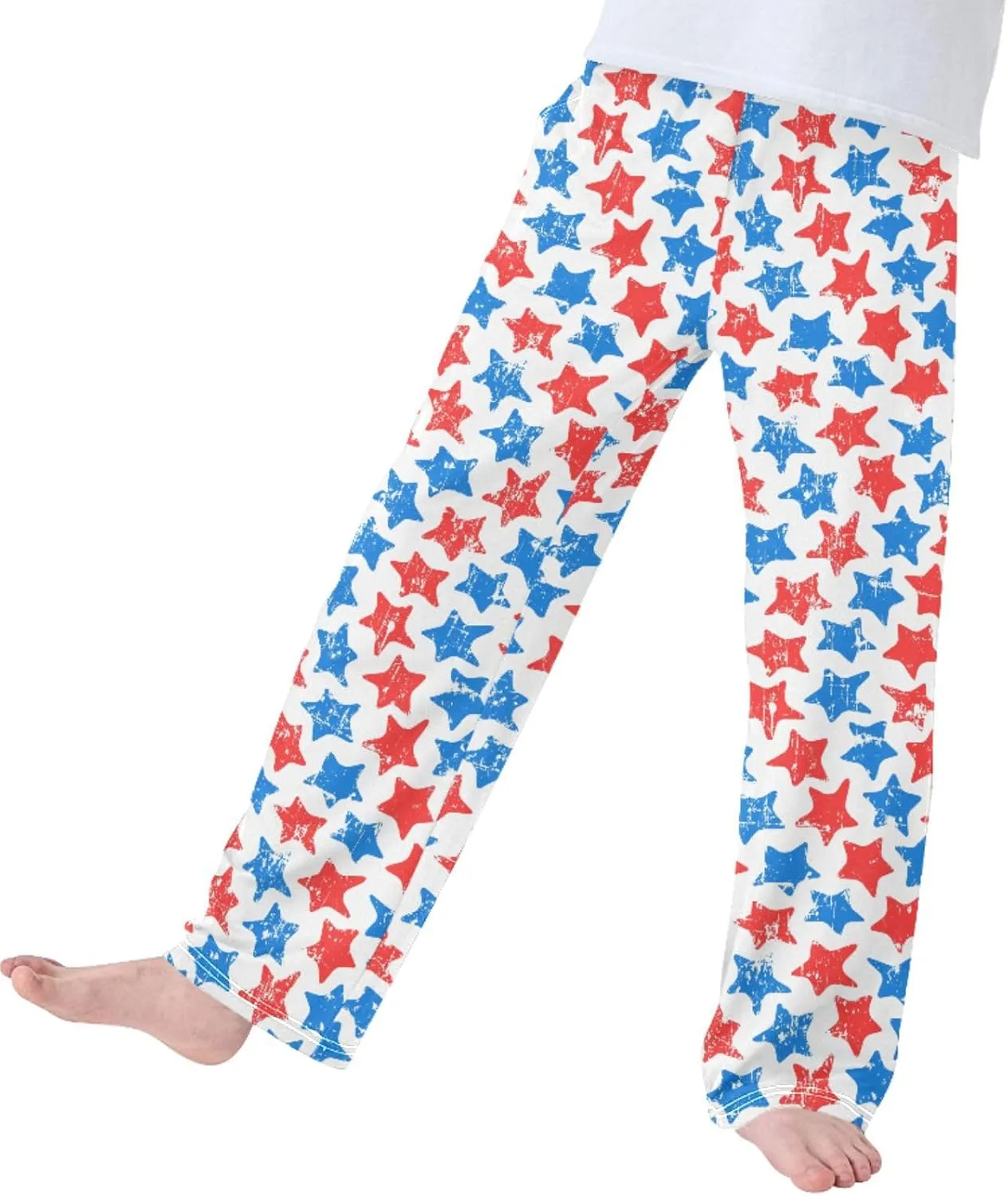 Pigsaly Boys' Pants Colorful Grunge Stars Strip Long Bottoms Usa Flag Independence Day Jogger Pants Elastic Waist Trousers S