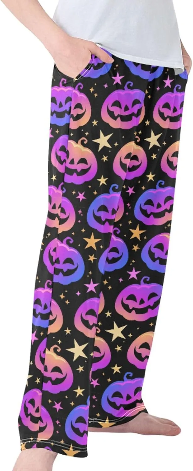 Pigsaly Boys' Pants Colorful Halloween Pumpkins Long Bottoms Cartoon Pink Stars Jogger Pants Elastic Waist Trousers S