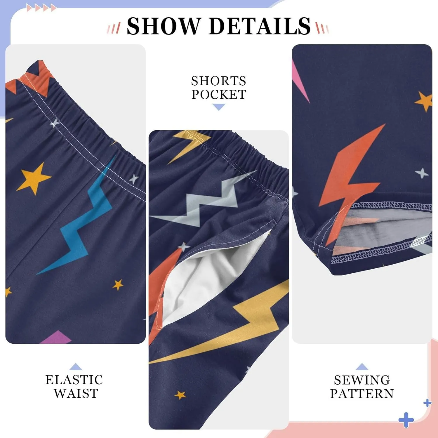Pigsaly Boys' Pants Colorful Lightning Bolts Long Bottoms Space Stars Jogger Pants Elastic Waist Trousers with Pockets S