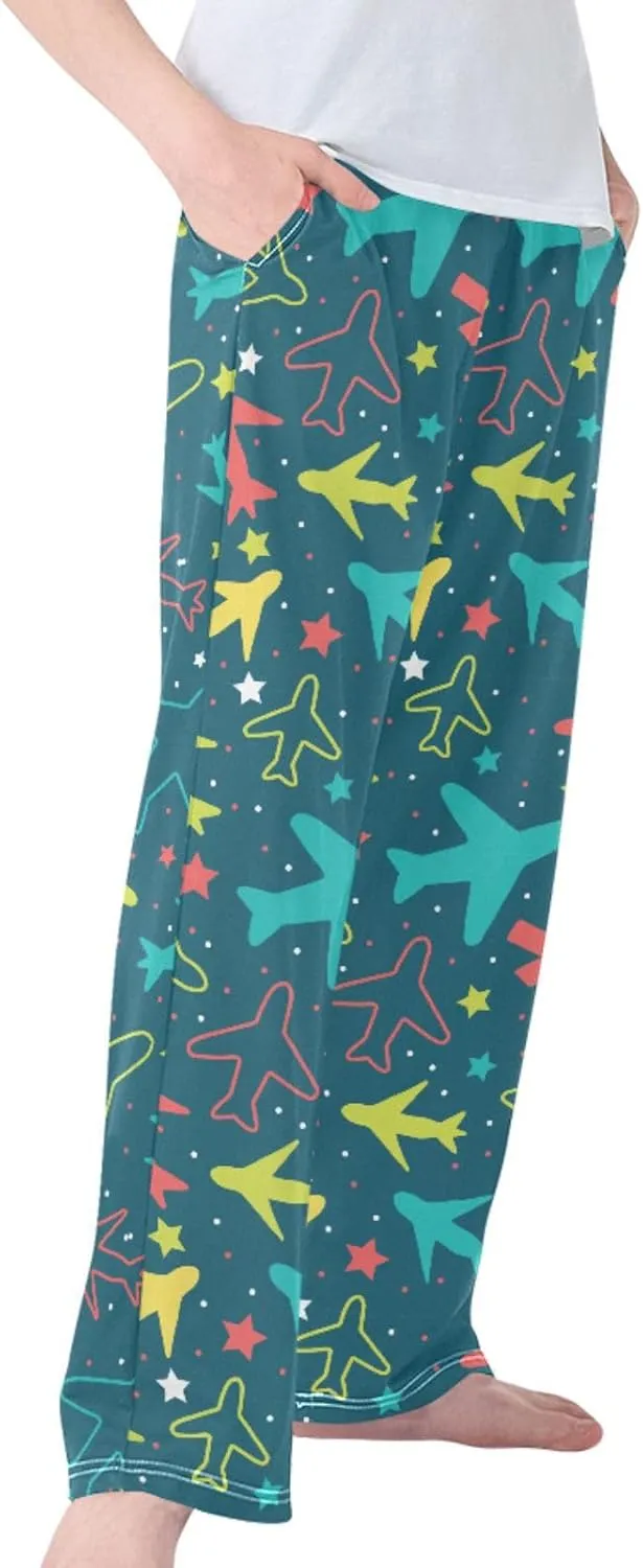 Pigsaly Boys' Pants Colorful Planes Arrows Stars Long Bottoms Cute Helicopter Jogger Pants Elastic Waist Trousers Pockets S