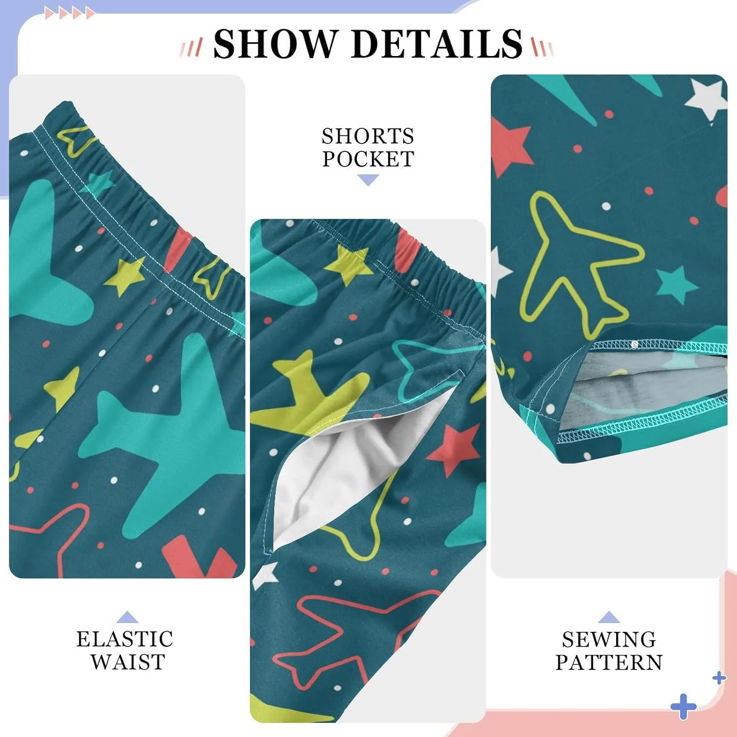 Pigsaly Boys' Pants Colorful Planes Arrows Stars Long Bottoms Cute Helicopter Jogger Pants Elastic Waist Trousers Pockets S