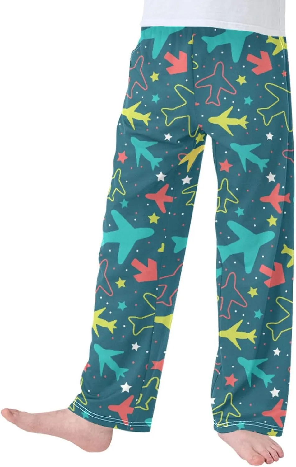 Pigsaly Boys' Pants Colorful Planes Arrows Stars Long Bottoms Cute Helicopter Jogger Pants Elastic Waist Trousers Pockets S